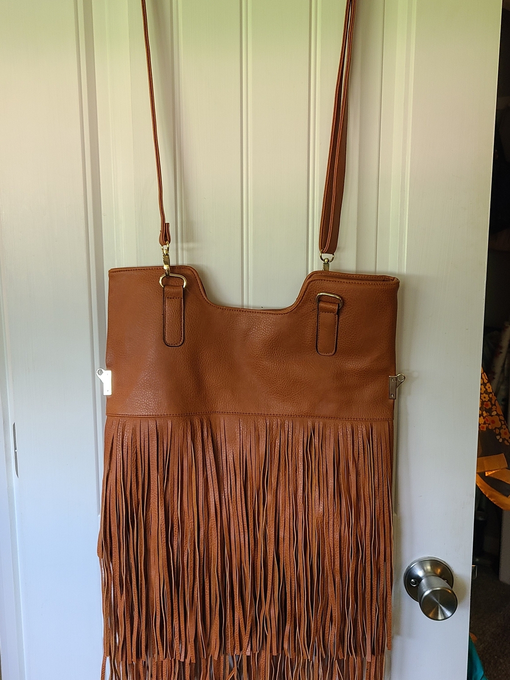 Big Buddha Tan Fringe Crossbody Bag